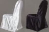 white and black satin wedding chair cover