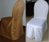 white and gold round lamour damask banquet chair cover with pleat for banquet and wedding