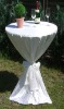 white jersey scuba cocktail table cover with belt and foot holders