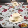 white linen floral printed dining table runner with placemats