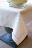 white linen hemstitched and emmbroidery square tea cloth