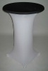 white lycra cocktail table cover with black cap spandex table cover dry bar table cover bistro table cover