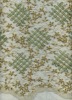 white mesh fabric embroidery with handwork and green cord emb.