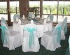 white polyester banquet chair cover with organza sash