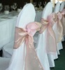 white polyester banquet chair cover with organza sash