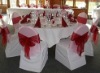 white polyester chair cover and organza chair sash for wedding