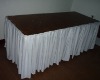 white polyester table skirt with 250% box pleats and plastic clips
