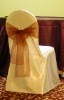 white satin banquet chair cover with organza sash and fashion chair cover for wedding