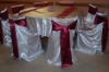 white satin universal chair cover and wedding chair sashes