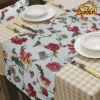 white100% linen modern fished floral printed  table runner