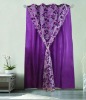 window double layers printed voile and solid microfiber ready-made curtain with 8 rings