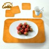 yellow bright yarn surface PU linen back coasters and table placemats