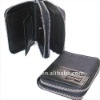 zip around genuine  black leather wallet