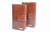 zipper around brown top layer leather men's clutch bag with button